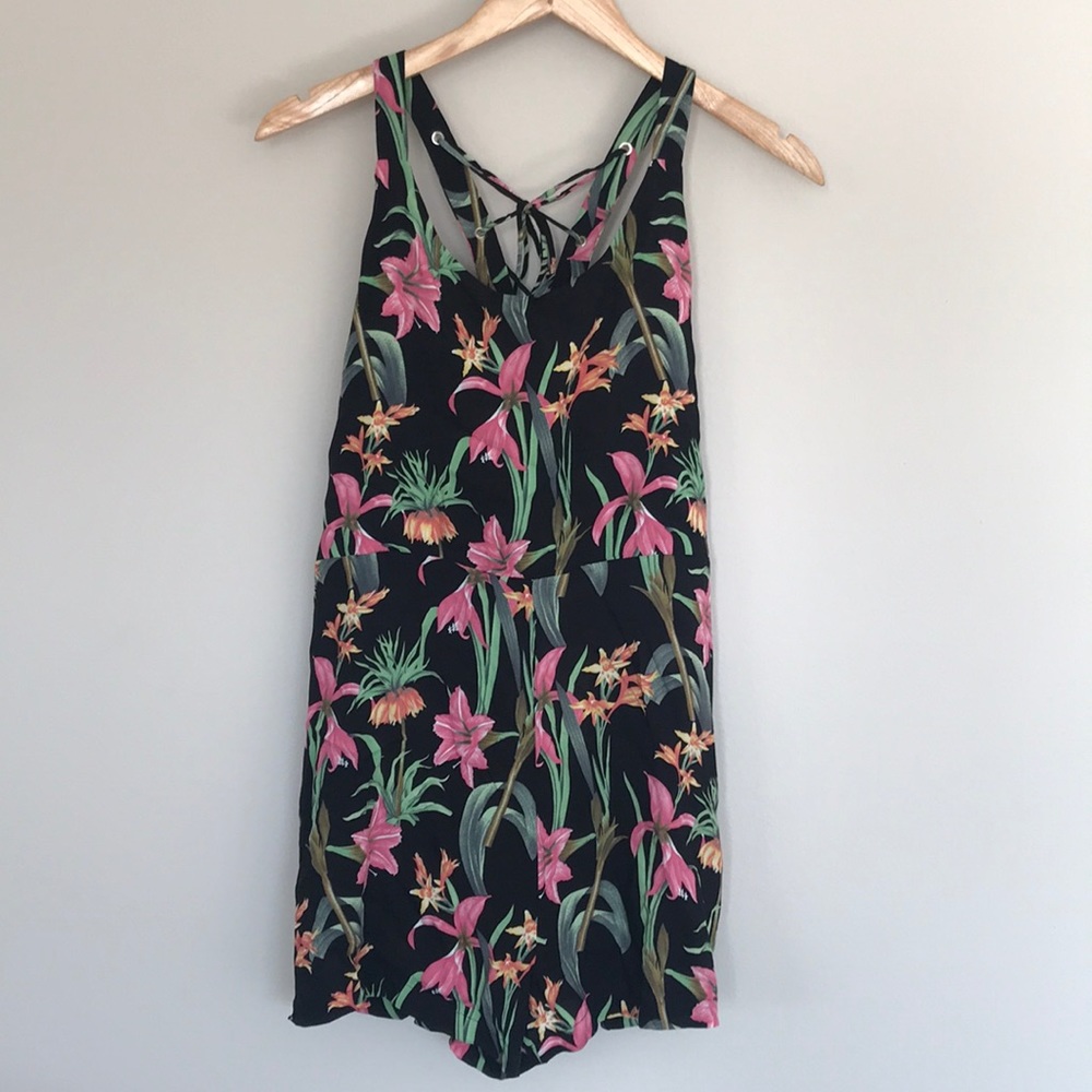 tropical floral print romper
